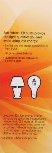 GE Soft White LED 5.5W-40W Light Bulbs Perspective: right