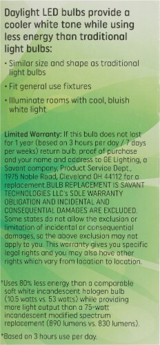 GE Daylight LED 10.5 Watt (75 Watt) Light Bulbs Perspective: right