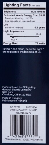 GE Reveal® 72-Watt A19 Halogen Light Bulb Perspective: right