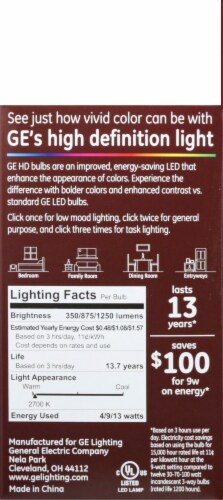 GE Relax HD Light LED 4/10/16-Watt (30/70/100-Watt) Soft White A21 3-Way Light Bulb Perspective: right
