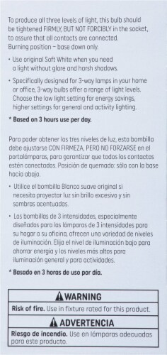GE SoftWhite Light Bulb 3-Way 30/70/100 Watt Light Bulb Perspective: right