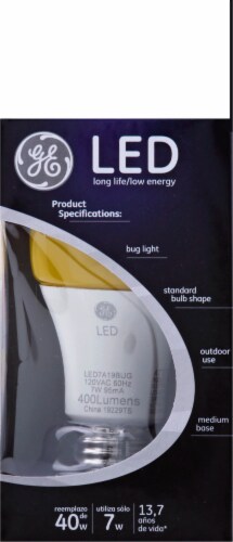 GE 7-Watt (40-Watt) A-Shape Outdoor LED Bug Light Bulb Perspective: right