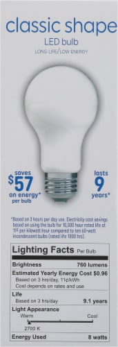 GE 8-Watt (60-Watt) A19 LED Light Bulbs - Soft White Perspective: right
