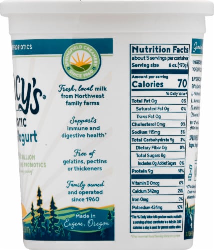 Nancy's Probiotic Nonfat Plain Yogurt Perspective: right
