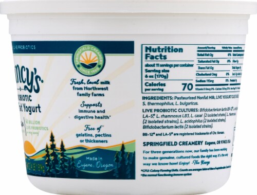 Nancy's Plain Probiotic Nonfat Yogurt Perspective: right