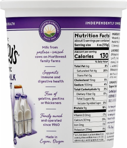 Nancy's Organic Probiotic Whole Milk Plain Yogurt Perspective: right