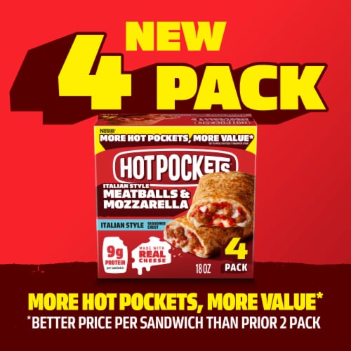 Hot Pockets Meatballs and Mozzarella Frozen Snacks Air Fryer Snacks Perspective: right