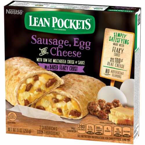 Lean Pockets Sausage Egg & Cheese Frozen Sandwiches Perspective: right