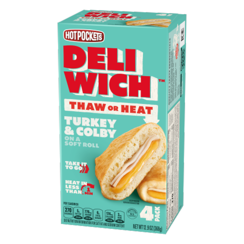 Hot Pockets Deliwich Turkey and Colby Sandwiches Perspective: right