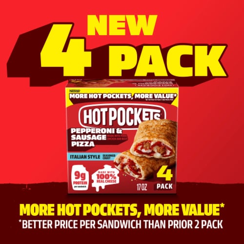 Hot Pockets Pepperoni and Sausage Pizza Frozen Snacks Air Fryer Snacks Perspective: right