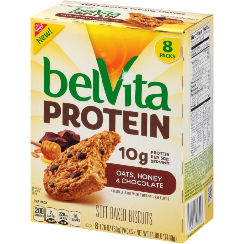 belVita Protein Oats Honey & Chocolate Soft Baked Biscuits Perspective: right