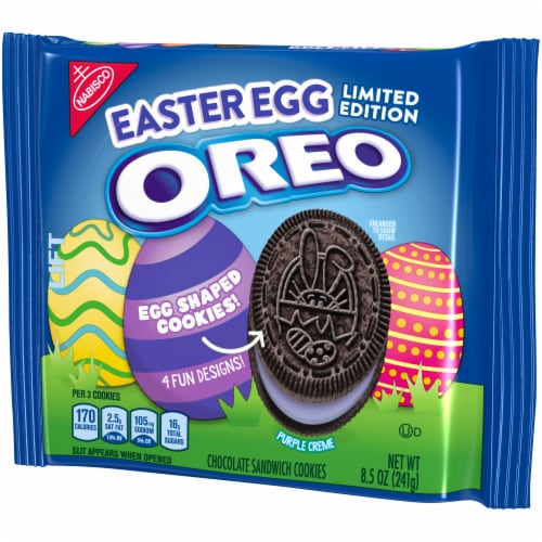 Oreo Limited Edition Easter Egg Purple Creme Egg Shaped Chocolate Sandwich Cookies Perspective: right