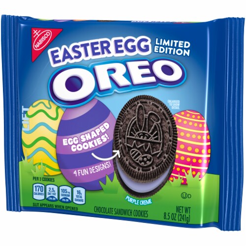 Oreo Limited Edition Easter Egg Purple Creme Egg Shaped Chocolate Sandwich Cookies Perspective: right