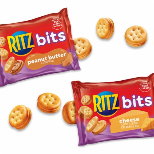RITZ Bits Cheese and RITZ Bits Peanut Butter Sandwich Crackers Variety Pack Perspective: right