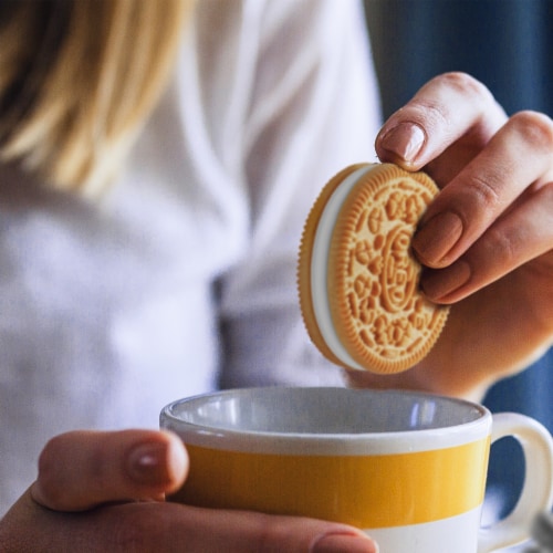 Oreo Double Stuf Golden Sandwich Cookies Party Size Perspective: right