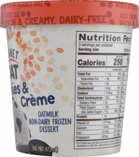 Planet Oat Cookies & Creme Oatmilk and Non Dairy Frozen Dessert Perspective: right