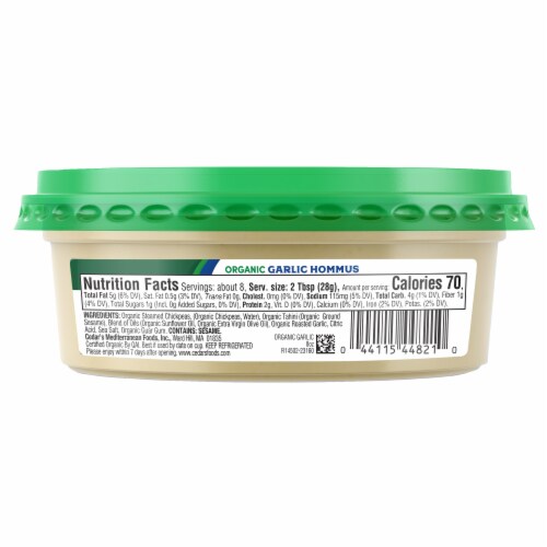 Cedar's Organic Garlic Hummus Perspective: right