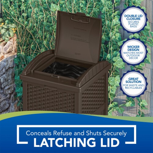 Suncast® Trashcan Hideaway Outdoor Garbage Waste Bin - Brown Perspective: right