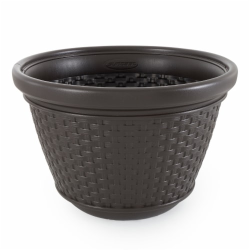 Suncast Resin Wicker Hose Pot Perspective: right