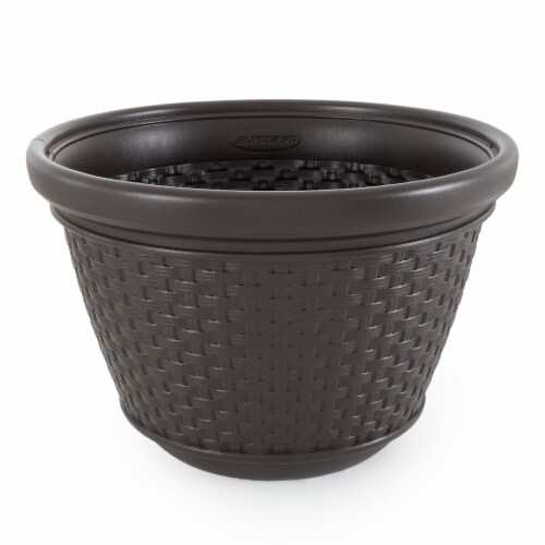 Suncast Resin Wicker Hose Pot Perspective: right