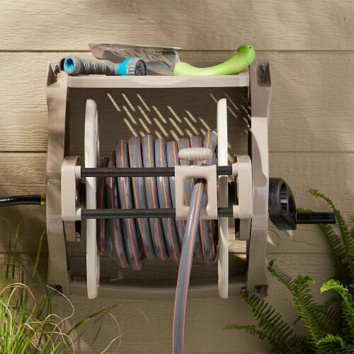 Suncast Slide Trak Hose Handler Wall Mounted 175' Garden Hose Reel, Reel Only Perspective: right