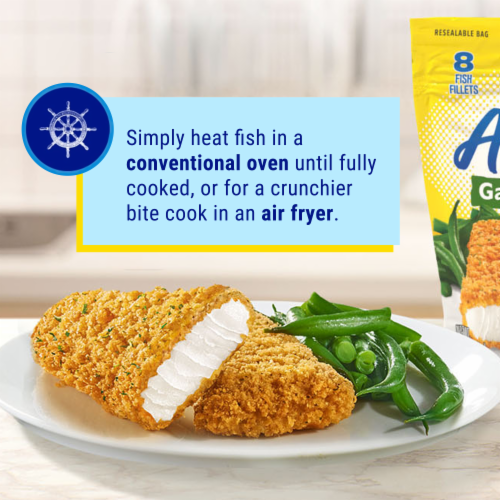 Gorton's Air Fried Garlic & Herb Fish Fillets, Wild Caught Pollock, Frozen Perspective: right