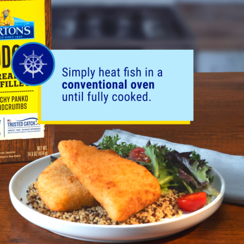 Gorton’s Breaded Fish Fillets Cut from Whole Fillets, Haddock, Crunchy Panko Breadcrumbs, Frozen Perspective: right