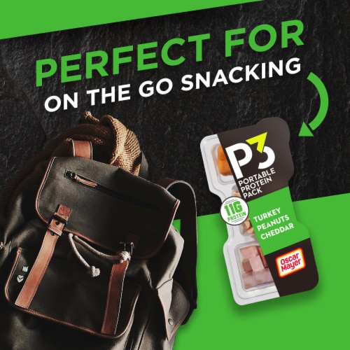 P3 Portable Protein Snack Pack with Turkey Peanuts & Cheddar Cheese Perspective: right