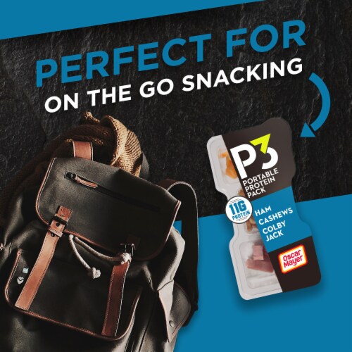 P3 Portable Protein Snack Pack with Ham Cashews & Colby Jack Cheese for a Low Carb Lifestyle Perspective: right