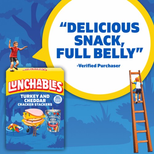 Lunchables Turkey & Cheddar Cracker Stackers with Capri Sun Juice & Gummy Worms Kids Lunch Meal Kit Perspective: right