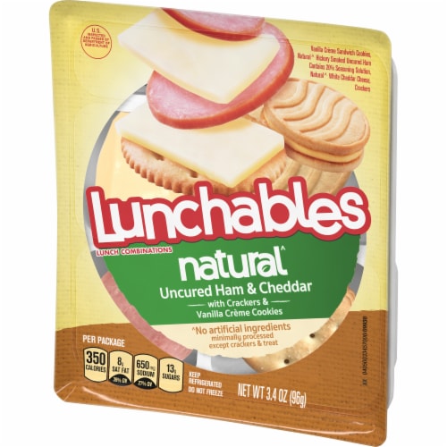 Lunchables Natural Uncured Ham & Cheddar Cheese Snack Kit with Crackers & Vanilla Creme Cookies Perspective: right