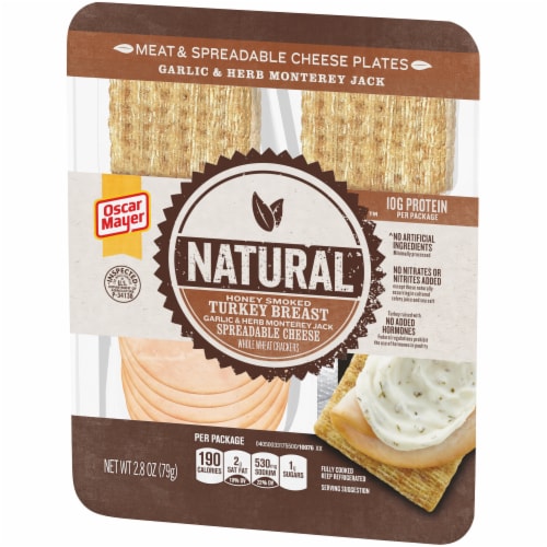 Oscar Mayer Natural Honey Smoked Turkey Breast Meat & Spreadable Cheese with Whole Wheat Crackers Perspective: right
