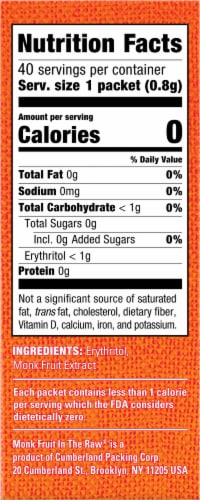 Monk Fruit in the Raw Zero Calorie Sweetener Packets Perspective: right
