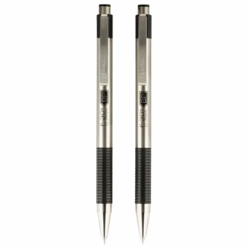 Zebra Pen F-301 Stainless Steel Retractable Ballpoint Pen, 0.7mm, Black Ink 2-Pack Perspective: right