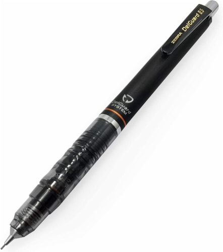 Zebra Pen DelGuard 0.5mm Point Mechanical Pencil with Lead Refill, #2 HB Lead, Black Barrel Perspective: right