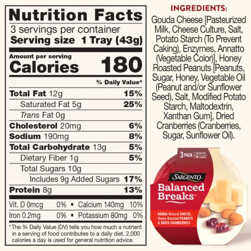 Sargento Balanced Breaks Gouda Cheese Honey Roasted Peanuts & Dried Cranberries Snacks Perspective: right