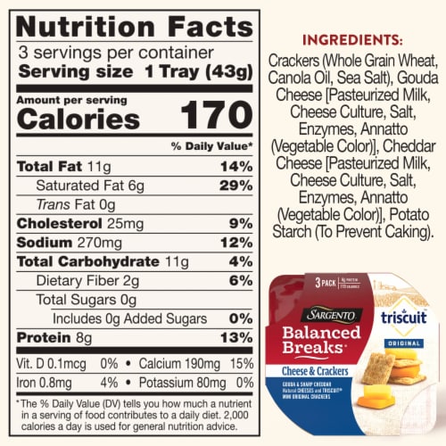 Sargento® Balanced Breaks® Gouda and Sharp Cheddar Cheese with Mini Triscuit Crackers Perspective: right