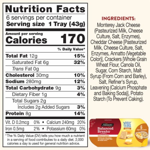 Sargento® Balanced Breaks® Wheat Thins™ Monterey Jack & Mild Cheddar Cheese & Crackers Perspective: right