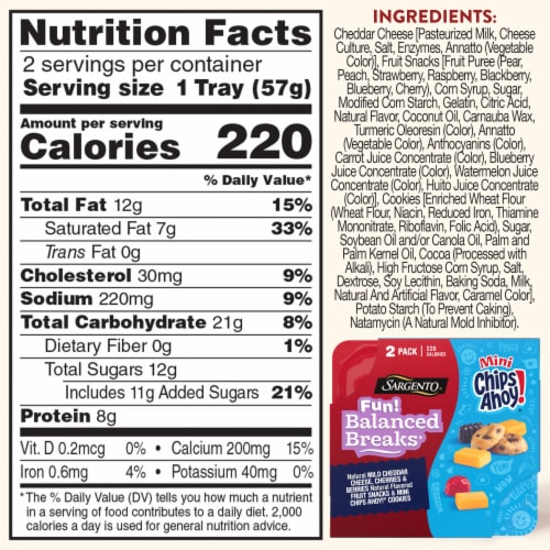 Sargento® Fun! Balanced Breaks® Mild Cheddar Cheese with Fruit Snacks and Mini Chips Ahoy!® Perspective: right
