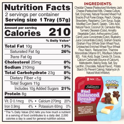 Sargento® Fun! Balanced Breaks® Monterey Jack Cheese Mixed Fruit & Teddy Grahams® Cocoa Snack Kits Perspective: right