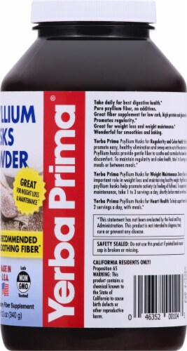 Yerba Prima Psyllium Husks Powder All Natural Fiber Supplement Perspective: right