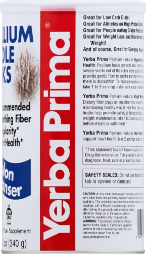 Yerba Prima® Psyllium Whole Husks Colon Cleanser Supplement Perspective: right