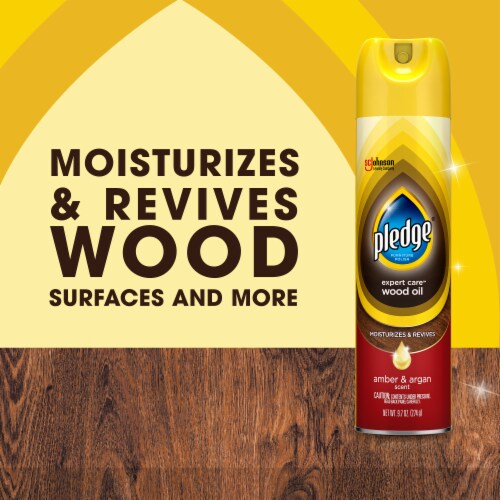 Pledge Moisturizing Wood Oil Furniture Reviving Spray Amber & Argan Scent Perspective: right