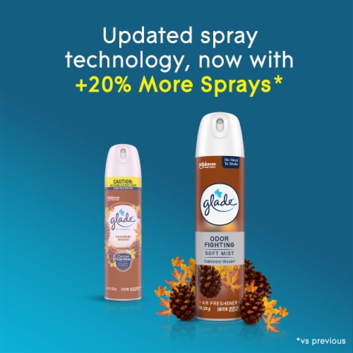 Glade Odor Fighting Soft Mist Air Freshener Room Spray, Cashmere Woods, 8.0oz, 1pk Perspective: right