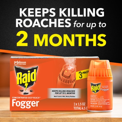 Raid® Concentrated Deep Reach Fogger for Fleas & Roaches, 1.5 fl oz, 4 Cans  