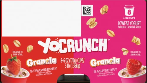 YoCrunch Strawberry & Raspberry Lowfat Yogurt with Kellogg's Granola Perspective: right