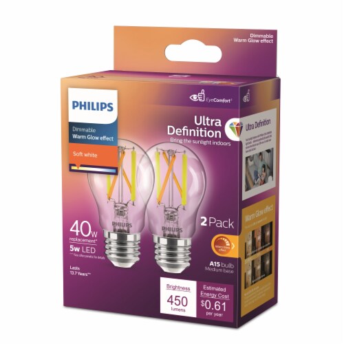 Phillips 5-Watt (40-Watt) A15 LED Dimmable Flicker Free Light Bulb- Soft White (2700K) Perspective: right