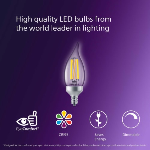 Philips 5.5-Watt (75-Watt) Ba11 Candle LED Dimmable Flicker Free Light Bulb - Daylight (5000K) Perspective: right
