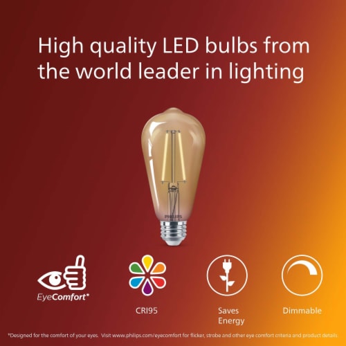 Philips 4.4-Watt (40-Watt) ST19 Vintage LED Dimmable Light Bulb - Amber Light (2000K) Perspective: right
