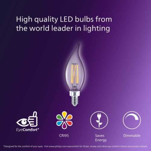 Philips 5-Watt (60-Watt) Ba11 Candle LED Dimmable Flicker Free Light Bulb - Daylight (5000K) Perspective: right